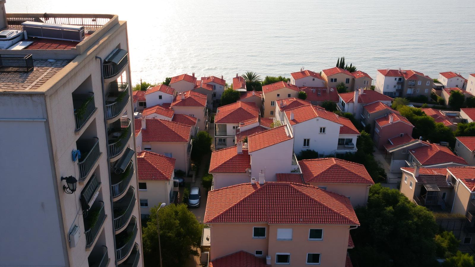 Vue aérienne d'une commune de la Côte d'Azur